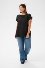 Charger l'image dans la galerie, HAUT COL ROND BLOUSE DEVANT DOS JERSEY TAILLE PLUS KAFFE CURVE KCMILIA WING BLOUSE 10583812
