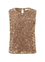 Charger l&#39;image dans la galerie, HAUT CAMISOLE PAILLETTES COL ROND CREAM CRPALIA 10613504
