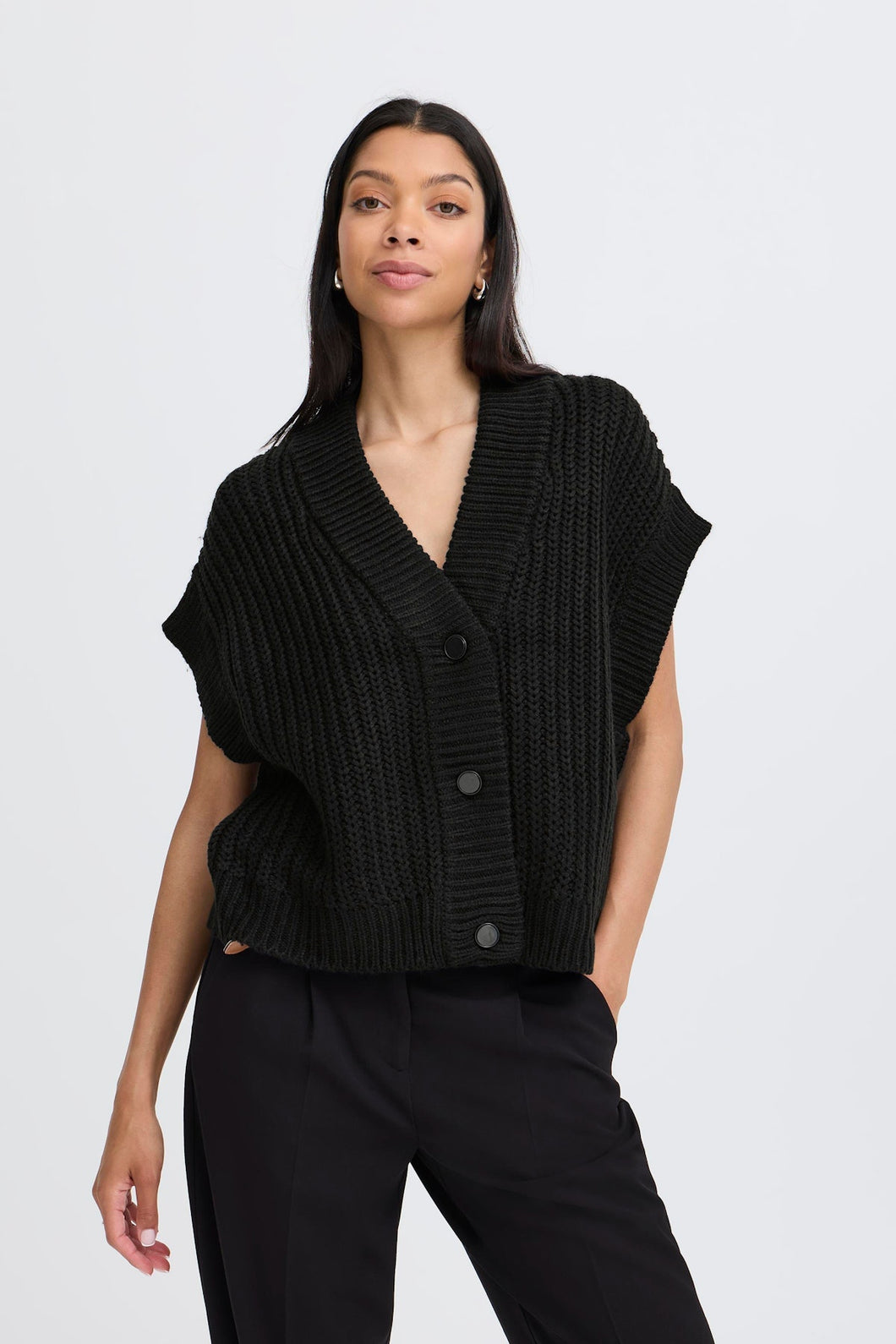 TRICOT PONCHO SANS MANCHE COL V BOUTONS B.YOUNG BYOTINKA 20815276 200451