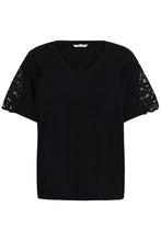 Charger l'image dans la galerie, HAUT COL V MANCHES COURTES AVEC DENTELLE CREAM CRSUNY T-SHIRT 10614882-100120
