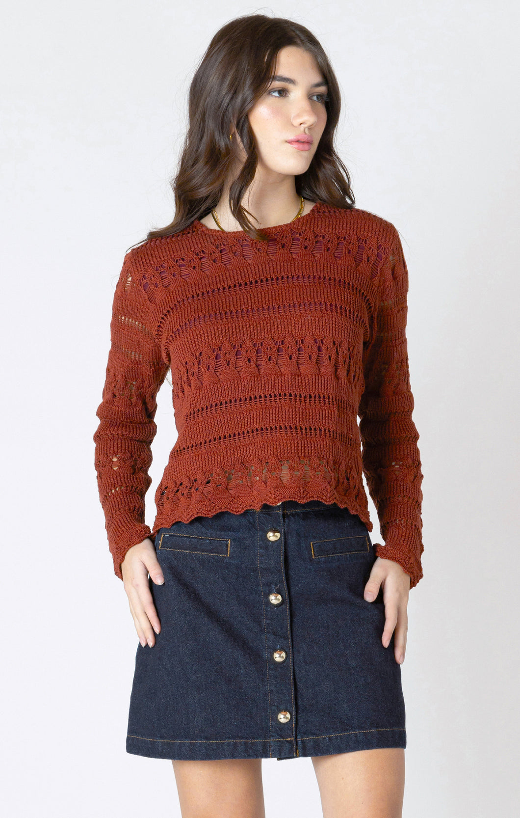 TRICOT COL ROND MANCHE LONGUE CROCHET DEX 2627001D