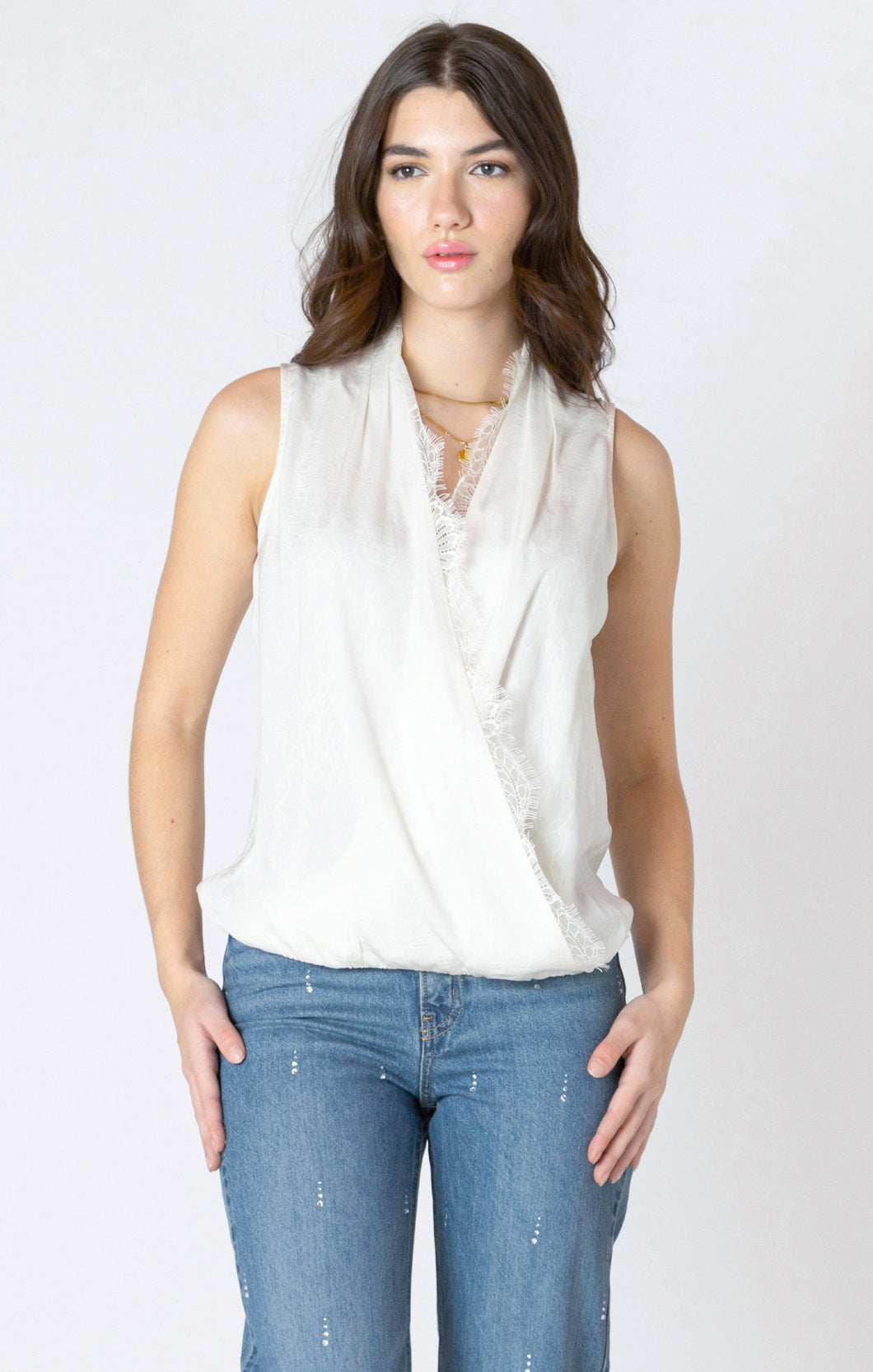 HAUT BLOUSE SM COL CROISÉ BLOUSANT AVEC DENTELLE INSÉRÉ BLACK TAPE 2623502T