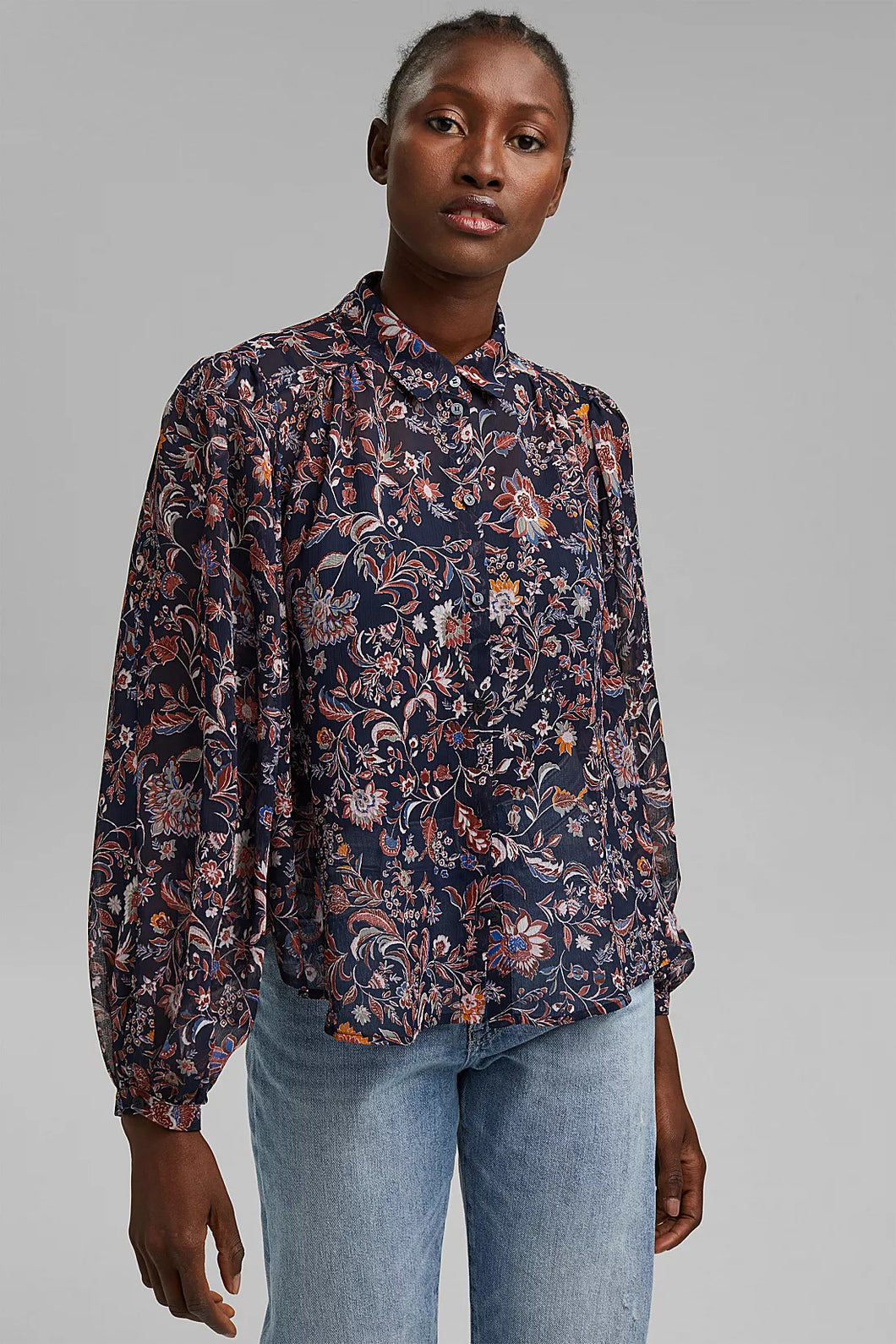 BLOUSE COL CHEMISIER M/L IMPRIMÉ FLORAL ESPRIT 071EE1F311